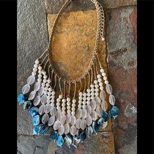 Chico’s shell, stone and pearl Boho Necklace Like New